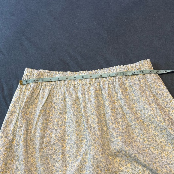 J Crew XL Yellow Floral Skirt With Pockets Elastic Waist CottageCore Boho Indie - Picture 5 of 6